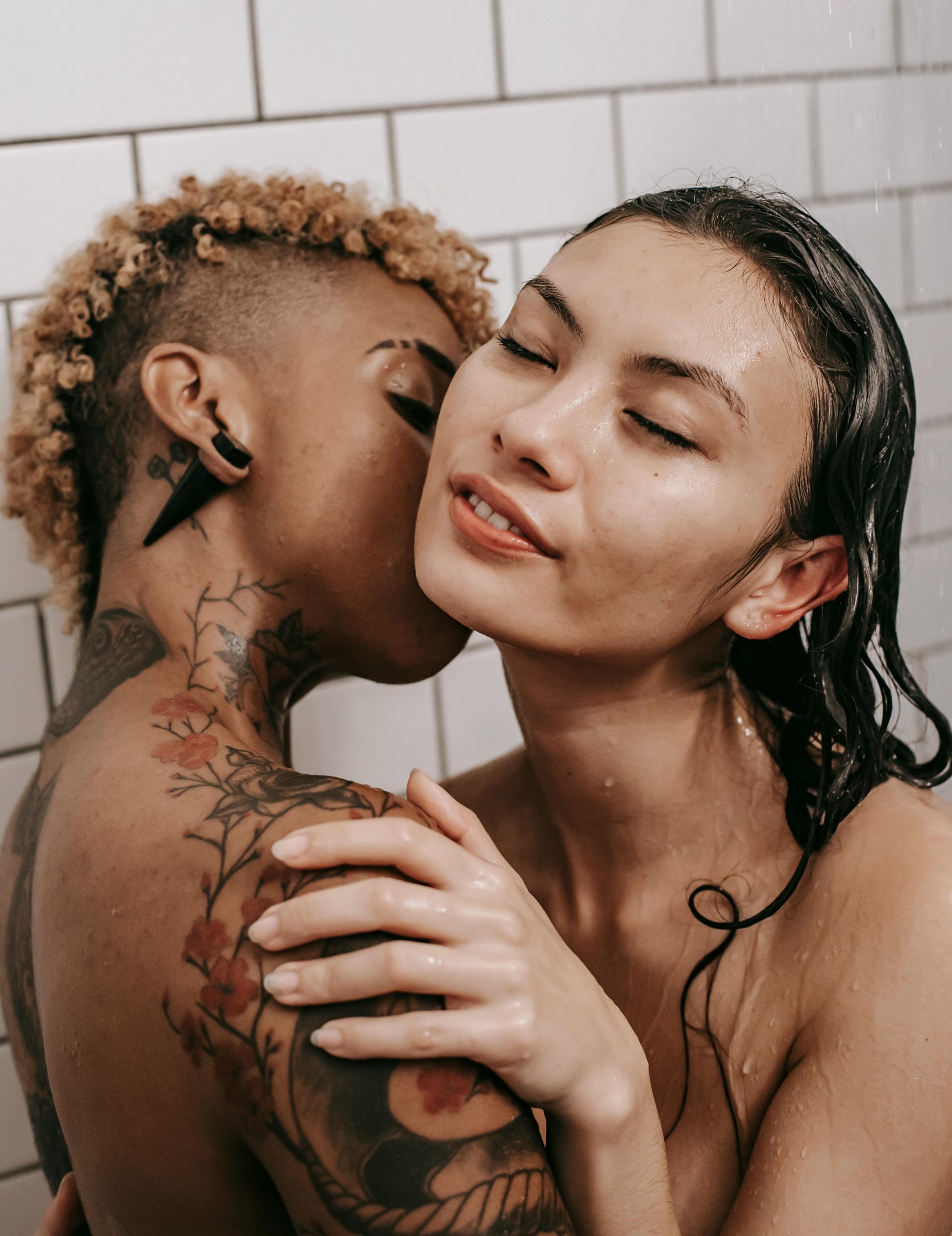 people being intimate in shower