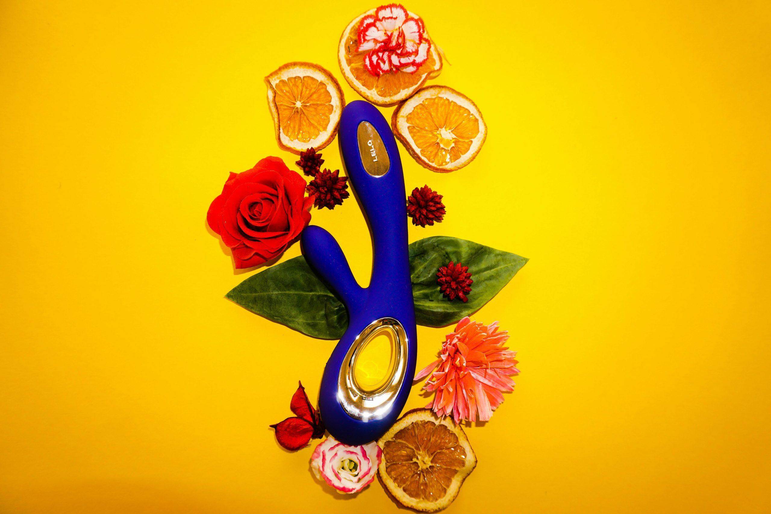 lelo sex toy with flowers and fruit