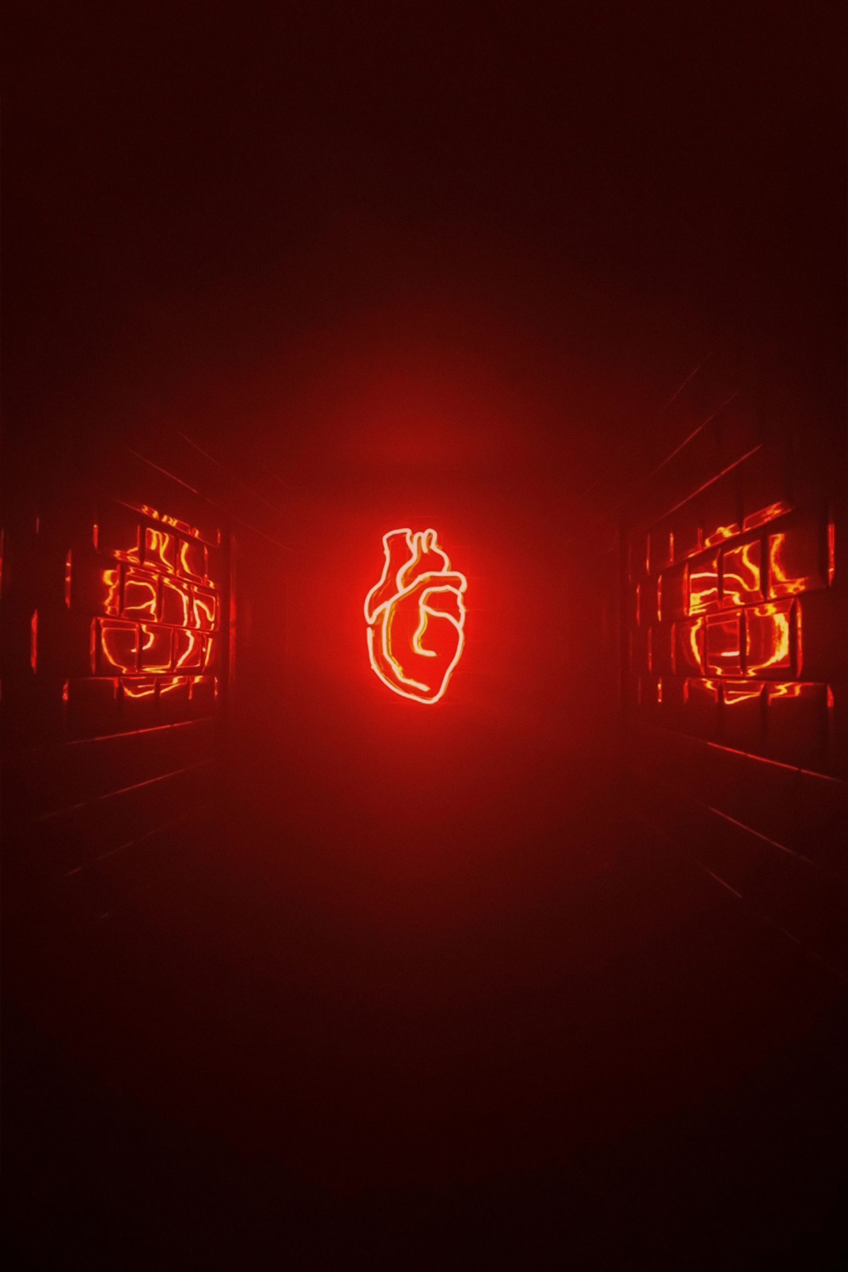 red neon light of heart