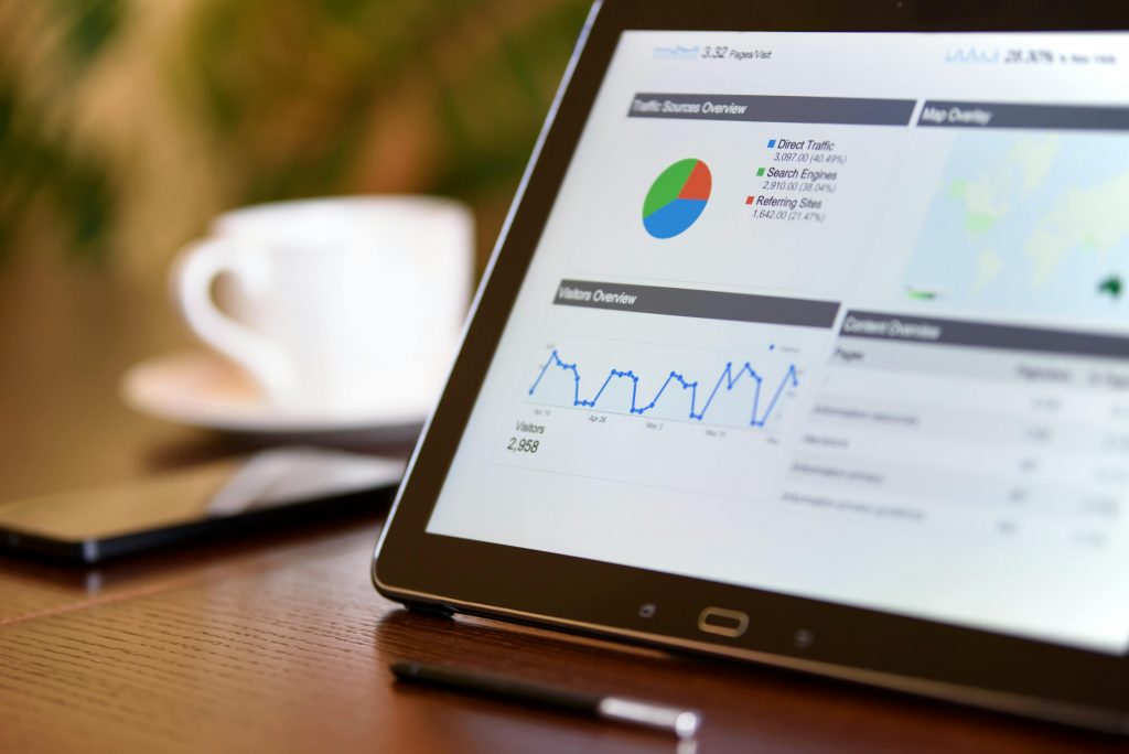 pie chart statistics on tablet