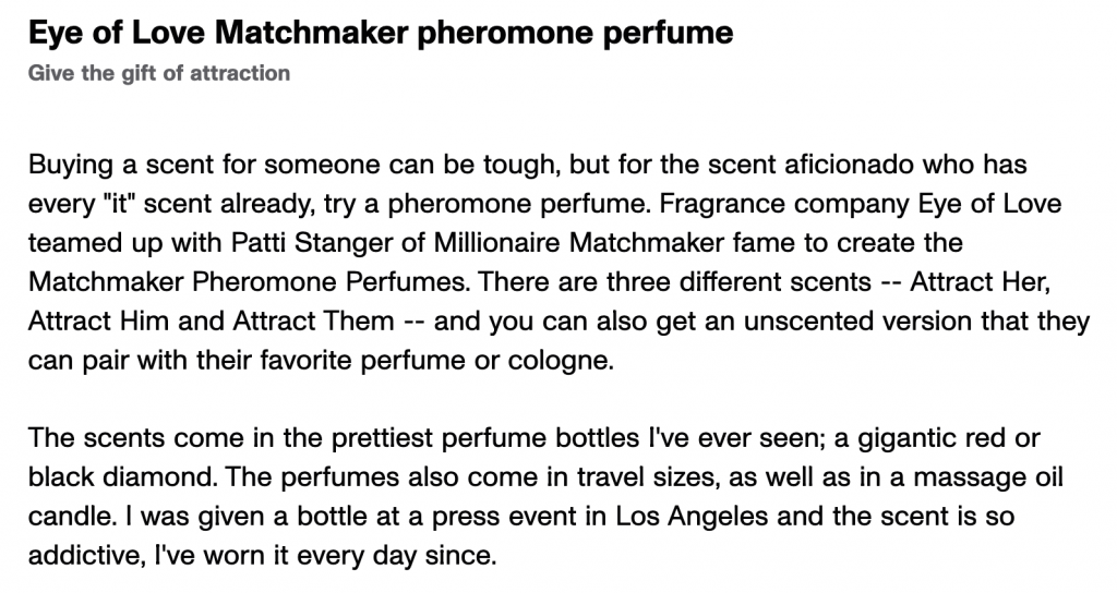 cnet pheromone perfume eye of love jacqui rubinoff